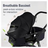 Retails for $165! Baby Stroller, 2-in-1 Reversible Toddler Seat with Lie-Flat Mode, Foldable Infant Stroller with Canopy, One Button Brake, Adjustable Handle, Newborn Pushchair (Black B)