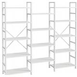 Retails for $144! SUPERJARE Triple 5 Tier Bookshelf, Bookcase with 14 Open Display Shelves, Wide Book Shelf Book Case for Home & Office, White