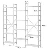 Retails for $144! SUPERJARE Triple 5 Tier Bookshelf, Bookcase with 14 Open Display Shelves, Wide Book Shelf Book Case for Home & Office, White