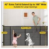 Retails for $170! Reinforced 42 Tall x 160 Extra Wide Retractable Baby Gates with Support Rods, Outdoor Pet Gate for Wide Openings, Tall Baby Gates for Dogs Extra Long Dog Gate Large Outdoor Gates for