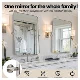 Retails for $239! MOON MIRROR Brushed Nickel Pivot Rectangle Bathroom Mirror, Modern Tiltable Rounded Rectangular Pivoting Vanity Mirrors for Wall, Stainless Steel Metal Frame, Overall 32.33 x 36 in (