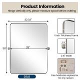 Retails for $239! MOON MIRROR Brushed Nickel Pivot Rectangle Bathroom Mirror, Modern Tiltable Rounded Rectangular Pivoting Vanity Mirrors for Wall, Stainless Steel Metal Frame, Overall 32.33 x 36 in (