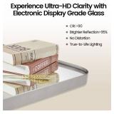 Retails for $239! MOON MIRROR Brushed Nickel Pivot Rectangle Bathroom Mirror, Modern Tiltable Rounded Rectangular Pivoting Vanity Mirrors for Wall, Stainless Steel Metal Frame, Overall 32.33 x 36 in (