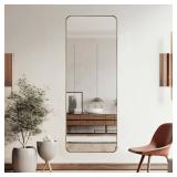 Retails for $162! ANDY STAR Modern Decorative 18 x 48 Inch Rectangular Wall Mounted or Floor Full Body Length Mirror with Stainless Steel Metal Frame, Brushed Gold