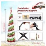 5FT Pop-Up Artificial Christmas Tree, Collapsible Pencil Christmas Tree for Indoor, Outdoor, Apartment, Party Decorations. - Retail: $29