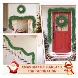 Christmas Cedar Garland for Staircase Real Touch Droopy Bendable Lifelike Faux Xmas Garlands for Decoration Christmas Green Pine Mantle Garland Thanksgiving Table Decorations Outdoor Indoor 60 "