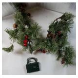 1 Pack 6 Feet Christmas Smokey Pine Garland Artificial Winter Snow Garland with 30 LED for Christmas Indoor Outdoor Decor