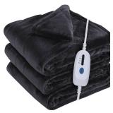 Electric Heated Blanket Full Size - 72 x 84", 10 Hours Auto Off and 4 Heating Levels, Fast Heating, Machine Washable, ETL Certification, Black