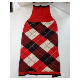 Dog Sweater Pet Knitted Clothes-Classic Plaid Pullover Turtleneck Red Fleece Dog Christmas Sweaters with Leash Hole, Thick Warm Dog Winter Clothes. LARGE.