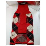 Dog Sweater Pet Knitted Clothes-Classic Plaid Pullover Turtleneck Red Fleece Dog Christmas Sweaters with Leash Hole, Thick Warm Dog Winter Clothes. LARGE.