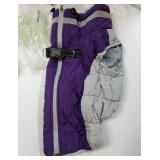 Dog Coat, Warm Dog Winter Coat, Reflective Cold Weather Dogs Puffer Jacket with Harness Built in, Waterproof Pet Fleece Vest Snowsuit for Large Dogs, Purple - Retail: $43