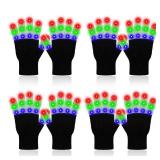 4 Pairs LED Gloves Girls Boys Toys Age 8-12 Years Old Light Up Gloves for Kids Teens and Adults Halloween Christmas Valentines Easter Birthday Parties Gifts for Kids Friends Parents Couples