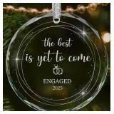 Engagement Ornament Gift for Couples, Just Engaged Gifts for Her, Christmas Glass Decoration - Retail: $10