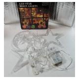 Star Christmas Window Lights, Curtain Lights Battery Operated with Timer, Xmas Hanging Window Decorations Lights Indoor Backdrop for Bedroom Wall, Warm White, 43 LEDs.