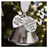 Christmas Memorial Bell Ornaments for Loss Loved Sister A Piece of My Heart is in Heaven Christmas Tree Hanging Remembrance Keepsake with Silk Ribbon