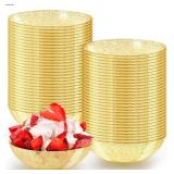 100 Pack Gold Glitter Plastic Bowls 14oz Disposable Salad Serving Bowls Heavy Duty Clear Dessert Soup Containers for Party, Wedding, Birthday, Dinner and Christmas