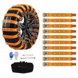AUTO HIGH 10 Pack Universal Car Snow Chains with Storage Bag and Tools, Tires 165-265 mm for Cars, Trucks, SUVs, Non-Slip Adjustable Winter Snow Chains (single row nail) - Retail: $30