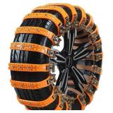 AUTO HIGH 10 Pack Universal Car Snow Chains with Storage Bag and Tools, Tires 165-265 mm for Cars, Trucks, SUVs, Non-Slip Adjustable Winter Snow Chains (single row nail) - Retail: $30