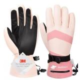 Ski Gloves for Women, Waterproof Windproof 3M Thinsulate Insulated Snow Gloves, Touchscreen Winter Gloves for Skiing Snowboarding Hiking Outdoor Sports & Work. MEDIUM.