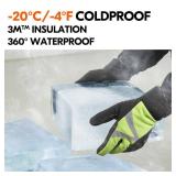 1-Pair -4â or above 3M Thinsulate C100 Lined High Dexterity Touchscreen Synthetic Leather Winter Warm Work Gloves, Waterproof Insert (Size M, Fluorescent Green) - Retail: $33