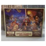 Christmas Advent Calendar 2025 Puzzles with 1:1 Reference Poster - 1000 Pieces Fireplace Jigsaw for Kids and Adults, 24 Boxes