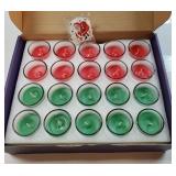 20 Packs Unscented Red Votive Candles in Glass Bulk Small Soy Wax Candles for Home Party Weddings Holiday, 20 X 1.8oz Red and Green