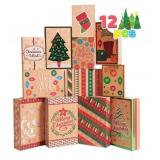 12PCS Christmas Shirt Gift Boxes with Lids for Presents, 3 Sizes Robe Shirt Lingerie Foil Kraft Wrap Boxes for Xmas Holiday Goody Gift Boxes, School Classrooms Party Favor Decoration