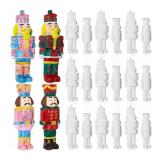 18 Pcs Christmas Paint Your Own Ceramic Nutcrackers Bulk Ceramic Nutcrackers Unpainted Figurines Ready to Paint Plaster Keepsake Christmas DIY Ornaments