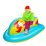 Kids Snow Tube, Inflatable Snow Sled for Adults, Heavy Duty Snow Tube Made by Thickening, Snow Toys for Kids Outdoor (Ski Boat-New), Blue+Yellow, 126x76x55cm