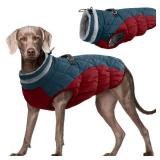 Dog Coat for Large Dogs, Waterproof Dog Winter Jacket with Harness Built in Puppy Cold Weather Coats Reflective Pet Vest with Zipper Warm Fleece Dogs Snowsuit Windproof Dark Blue XXL - Retail: $47