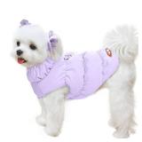 Winter Warm Dog Jacket for Small Medium Dogs Cat Cold Weather Coats with Harness Padded Dogs Fleece Vest Waterproof Windproof Dog Snow Jacket Pet Puppy Clothes (Purple,M) - Retail: $18