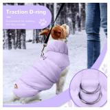 Winter Warm Dog Jacket for Small Medium Dogs Cat Cold Weather Coats with Harness Padded Dogs Fleece Vest Waterproof Windproof Dog Snow Jacket Pet Puppy Clothes (Purple,M) - Retail: $18