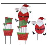 Outdoor Christmas Decorations, Santa Claus Decorative Garden Stakes for Christmas Outdoor Yard, Metal Yard Signs Xmas Decorations for Outside Garden Lawn Pathway Porch