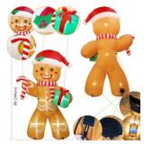 8ft Christmas Inflatable Gingerbread Man, Christmas Blow Up Yard Decorations with Build-in LEDs, Inflatable Christmas Decorations Outdoor. NO HARDWARE TO STAKE INTO GROUND. - Retail: $40