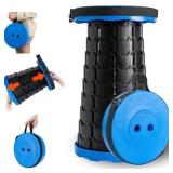 Telescoping Stool Collapsible Portable Load 330 lb Camping Folding Seat - Black