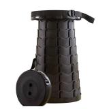 Telescoping Stool Collapsible Portable Load 330 lb Camping Folding Seat - Black