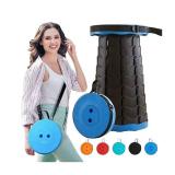 Telescoping Stool Collapsible Portable Load 330 lb Camping Folding Seat - Black