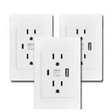 4 PACK Dual USB & Type C Wall Charger Port Electrical Outlet Panel 2.1A 110V
