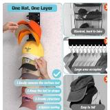 Hat Display Organizer Rack . Adheasive door mount or wall screw in wall mount.