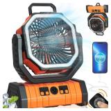 Rechargable Camping Fan with 20000mAh Chargable w/battery Power Bank & Remote