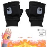 Rechargeable Typing Fingerless Gloves 360 Degree Heated Winter Windproof BLACK