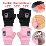 Rechargeable Typing Fingerless Gloves 360 Degree Heated Winter Windproof BLACK