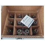 Case of 12 clear wine bottles with caps . NEW