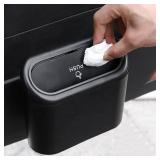 1 Liter Car Trash Can Garbage Organizer Car Trash Can With Lid WHITE