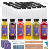 54PCS 8oz Plastic Juice Bottles with Caps,Plastic Bottles with Black Tamper Proof Lids,Reusable Juice Containers