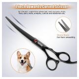 KINGSTAR 7.0in Titanium Black Professional Pet Grooming Scissors Set,Straight & Thinning & Curved Scissors 4pcs Set for Dog Grooming,(Black)