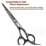 KINGSTAR 7.0in Titanium Black Professional Pet Grooming Scissors Set,Straight & Thinning & Curved Scissors 4pcs Set for Dog Grooming,(Black)