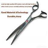 KINGSTAR 7.0in Titanium Black Professional Pet Grooming Scissors Set,Straight & Thinning & Curved Scissors 4pcs Set for Dog Grooming,(Black)
