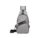Crossbody bag Sling Chest Bag Shoulder Pack With USB Charging Port for phone GRAY
