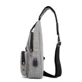 Crossbody bag Sling Chest Bag Shoulder Pack With USB Charging Port for phone GRAY